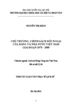 Tóm tắt luận văn thạc sĩ chủ trương chính sách đối ngoại của đảng và nhà nước việt nam