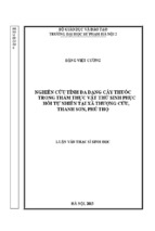 Nghiên cứu tính đa dạng cây thuốc trong thảm thực vật thứ sinh phục hồi tự nhiên tại xã thượng cửu, thanh sơn, phú thọ