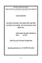 Tóm tắt luận văn thạc sĩ giáo dục đạo đức cho sinh viên trường cao đẳng tài chính - kế toán quảng ngãi hiện nay