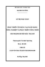 Luận văn thạc sĩ phát triển tín dụng tại ngân hàng nông nghiệp và phát triển nông thôn - chi nhánh huyện bắc trà my