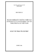 Tóm tắt luận văn thạc sĩ luật học trách nhiệm bồi thường thiệt hại do hành vi của người khác gây ra theo pháp luật việt nam