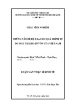 Luận văn thạc sĩ đề tài những vấn đề đặt ra cho quá trình tự do hóa tài khoản vốn của việt nam