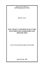 Luận văn thạc sĩ lâm nghiệp thực trạng và giải pháp quản lý khu rừng phòng hộ vành đai biên giới tỉnh đắk nông