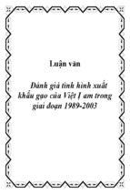 Luận văn đánh giá tình hình xuất khẩu gạo của việt nam trong giai đoạn 1989-2003