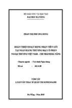 Luận văn thạc sĩ quản trị kinh doanh hoàn thiện hoạt động nhận tiền gửi tại ngân hàng thương mại cổ phần ngoại thương việt nam