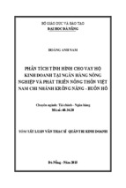 Luận văn thạc sĩ quản trị kinh doanh phân tích tình hình cho vay hkd tại ngân hàng nông nghiệp và phát triển nông thôn việt nam - chi nhánh krông năng - buôn hồ