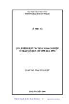 Luận văn quá trình hợp tác hóa nông nghiệp ở thái nguyên (từ 1958 đên 1990)