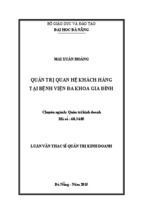 Luận văn thạc sĩ quản trị kinh doanh quản trị quan hệ khách hàng tại bệnh viện đa khoa gia đình