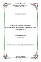 Luận văn thạc sĩ tăng cường kiểm soát chi phí tại ngân hàng nông nghiệp và phát triển nông thôn tỉnh quảng nam