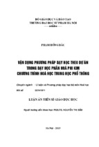 Luận án tiến sĩ giáo dục học vận dụng phương pháp dạy học theo dự án trong dạy học phần hóa phi kim chương trình hóa học trung học phổ thông