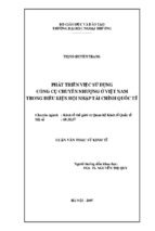 Luận văn thạc sĩ kinh tế phát triển việc sử dụng công cụ chuyển nhượng ở việt nam trong điều kiện hội nhập tài chính quốc tế