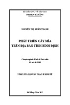 Luận văn thạc sĩ phát triển cây mía trên địa bàn tỉnh bình định