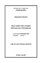 Luận văn thạc sĩ kinh tế phát triển nông nghiệp trên địa bàn tỉnh đắk lắk