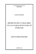 Tóm tắt luận văn thạc sĩ luật học đổi mới tổ chức và hoạt động của các cơ quan quản lý bầu cử ở việt nam