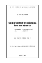 Luận án tiến sĩ triết học vấn đề giữ gìn và phát huy di sản văn hóa ở thừa thiên huế hiện nay