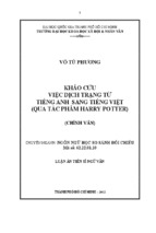 Luận văn tiến sĩ khảo cứu việc dịch trạng từ tiếng anh sang tiếng việt (qua tác phẩm harry porter)