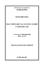 Luận văn thạc sĩ kinh tế phát triển hợp tác xã nông nghiệp ở tỉnh đắk lắk