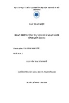 Luận văn thạc sĩ kinh tế hoàn thiện công tác quản lý ngân sách tỉnh kiên giang