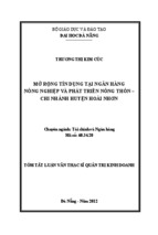 Luận văn thạc sĩ mở rộng tín dụng tại ngân hàng nông nghiệp và phát triển nông thôn - chi nhánh huyện hoài nhơn