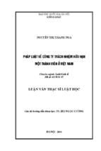 Luận văn thạc sĩ luật học pháp luật về công ty tnhh một thành viên ở việt nam