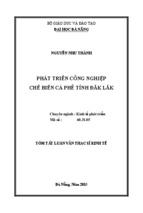 Luận văn thạc sĩ kinh tế phát triển công nghiệp chế biến cà phê tỉnh đắk lắk