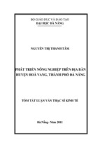 Luận văn thạc sĩ phát triển hợp tác xã nông nghiệp trên địa bàn huyện hòa vang, thành phố đà nẵng