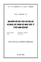 Luận án tiến sĩ triết học nhà nước với việc phát huy nội lực và ngoại lực trong hội nhập quốc tế ở việt nam hiện nay