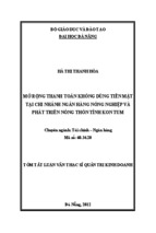 Luận văn thạc sĩ mở rộng thanh toán không dùng tiền mặt tại chi nhánh ngân hàng nông nghiệp và phát triển nông thôn tỉnh kon tum