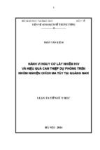 Luận án tiến sĩ y học dịch tễ học nguy cơ lây nhiễm hiv và hiệu quả can thiệp dự phòng trên nhóm nghiện chích ma túy tại quảng nam