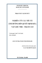 Luận văn thạc sĩ quản trị kinh doanh nghiên cứu các yếu tố ảnh hưởng đến quyết định mua vật liệu nhẹ - thạch cao