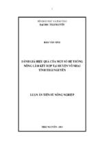 đánh giá hiệu quả của một số hệ thống nông lâm kết hợp tại huyện võ nhai tỉnh thái nguyên