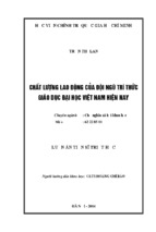 Luận án tiến sĩ triết học chất lượng lao động của đội ngũ trí thức giáo dục đại học việt nam hiện nay