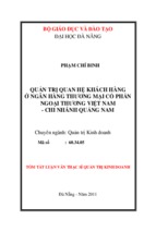 Luận văn thạc sĩ quản trị quan hệ khách hàng ở ngân hàng thương mại cổ phàn ngoại thương việt nam - chi nhánh quảng nam