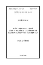 Luận án tiến sĩ hoàn thiện pháp luật về xử lý vi phạm pháp luật trong thi hành án dân sự ở việt nam hiện nay