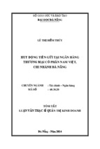 Luận văn thạc sĩ quản trị kinh doanh huy động tiền gửi tại ngân hàng tmcp nam việt - chi nhánh đà nẵng