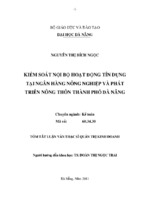 Luận văn thạc sĩ kiểm soát nội bộ hoạt động tín dụng tại ngân hàng nông nghiệp và phát triển nông thôn thành phố đà nẵng