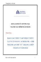 Báo cáo thực tập nhận thức tại ngân hàng agribank–chi nhánh an phú từ tháng 1 đến tháng 3 năm 2013