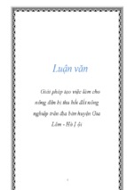 Luận văn giải pháp tạo việc làm cho nông dân bị thu hồi đất nông nghiệp trên địa bàn huyện gia lâm - hà nội