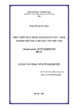 Luận văn thạc sĩ quản trị kinh doanh phát triển hoạt động kinh doanh vàng - kinh nghiệm thế giới và bài học cho việt nam