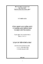 Luận án tiến sĩ hóa học tổng hợp nano kẽm oxít có kiểm soát hình thái và một số ứng dụng