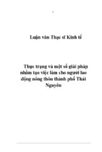 Luận văn thạc sĩ kinh tế thực trạng và một số giải pháp nhằm tạo việc làm cho người lao động nông thôn thành phố thái nguyên