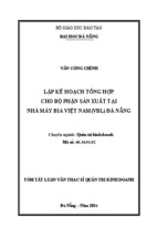 Lập kế hoạch tổng hợp cho bộ phận sản xuất tại nhà máy bia việt nam (vbl) đà nẵng