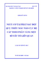 Luận án ngành thần kinh -nguy cơ tái phát sau đột quỵ thiếu máu não cục bộ cấp theo phân tầng một số yếu tố liên quan [full]