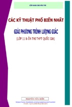 CÁC KỸ THUẬT PHỔ BIẾN NHẤT GIẢI PHƯƠNG TRÌNH LƯỢNG GIÁC