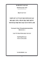 Thiết kế và sử dụng hệ thống bài tập hóa học lớp 10 trung học phổ thông trong dạy học hóa học bằng tiếng anh