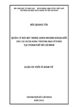 Quản lý rủi ro trong kinh doanh ngoại hối của các ngân hàng thương mại cổ phần tại tp. hcm