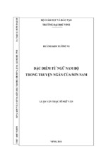 Luận văn thạc sĩ đặc điểm từ ngữ nam bộ trong truyện ngắn của sơn nam