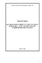 Thuyết minh quy hoạch phát triển vật liệu xây dựng tỉnh bà rịa – vũng tàu đến năm 2020 và định hướng đến năm 2030