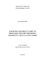 ảnh hưởng của chất béo thức ăn trong khẩu phần đến thành phần acid béo của trứng gà công nghiệp