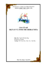 Chuyên đề độ tan và tinh thể hidrat hóa